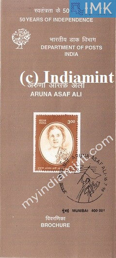 India 1998 Aruna Asaf Ali (Cancelled Brochure) - buy online Indian stamps philately - myindiamint.com