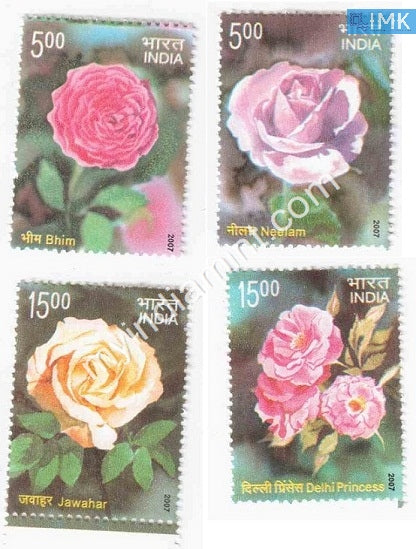 India 2007 MNH Frangrance of Roses Set of 4v - buy online Indian stamps philately - myindiamint.com