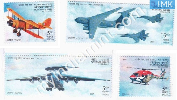India 2007 MNH Platinum Jubilee of Indian Air Force Set of 4v - buy online Indian stamps philately - myindiamint.com