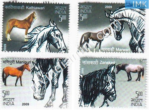 India 2009 MNH Horses Set of 4v - buy online Indian stamps philately - myindiamint.com