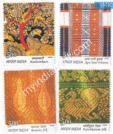 India 2009 MNH Traditional Indian Textiles Set of 4v - buy online Indian stamps philately - myindiamint.com