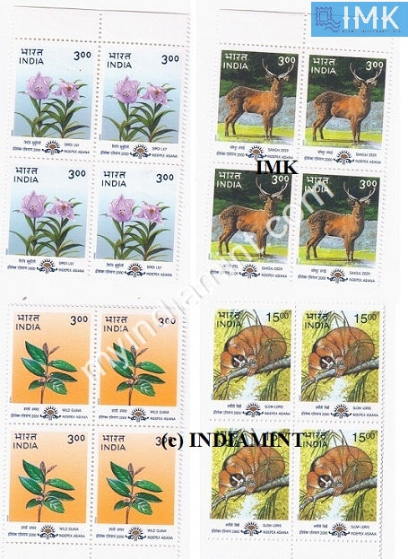 India 2000 MNH Indipex Asiana Heritage of Manipur & Tripura Set of 4v (Block B/L 4) - buy online Indian stamps philately - myindiamint.com