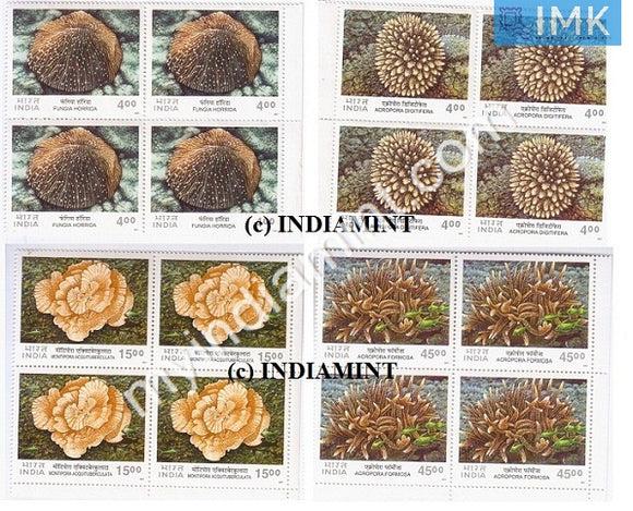 India 2001 MNH Corals of India Set of 4v (Block B/L 4) - buy online Indian stamps philately - myindiamint.com