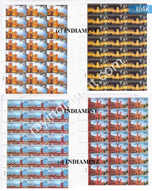 India 2009 MNH Heritage Railway Stations Set of 4v (Full Sheet) - buy online Indian stamps philately - myindiamint.com