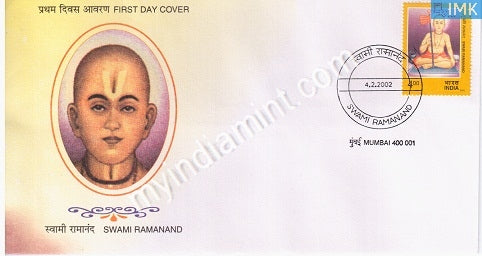 India 2002 MNH Swami Ramanand (FDC) - buy online Indian stamps philately - myindiamint.com