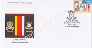 India 2004 MNH 9th Battalion Madras Regiment (FDC) - buy online Indian stamps philately - myindiamint.com