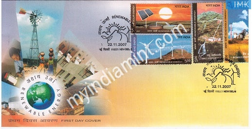 India 2007 MNH Renewable Energy Set of 4v (FDC) - buy online Indian stamps philately - myindiamint.com