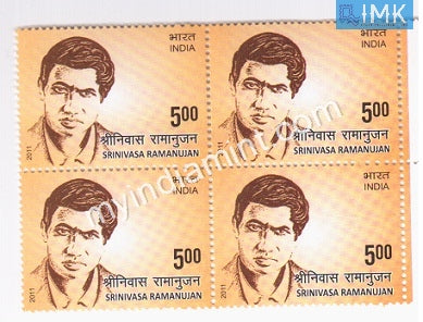 India 2011 MNH Srinivasa Ramanujan (Block B/L of 4) - buy online Indian stamps philately - myindiamint.com