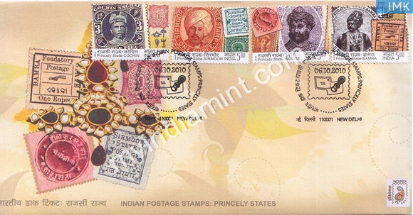 India 2010 MNH Princely States Of India Set Of 4v (FDC) - buy online Indian stamps philately - myindiamint.com