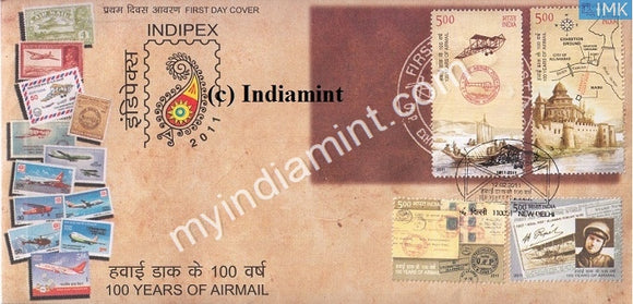 India 2011 MNH 100 Years Of Airmail Set Of 4v (FDC) - buy online Indian stamps philately - myindiamint.com