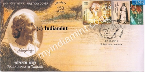 India 2011 MNH Rabindranath Tagore Set Of 2v (FDC) - buy online Indian stamps philately - myindiamint.com