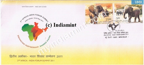 India 2011 MNH 2nd Africa-India Forum Summit Set Of 2v (FDC) - buy online Indian stamps philately - myindiamint.com