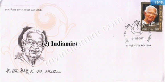 India 2011 MNH K. M. Mathew (FDC) - buy online Indian stamps philately - myindiamint.com