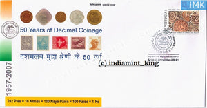 India 2007 Special Cover 50 Years Of Decimal Coinage #SP4 - buy online Indian stamps philately - myindiamint.com