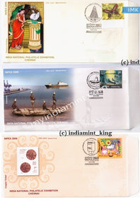 India 2008 Special Cover Inpex Chennai - Set Of 3 #SP4 - buy online Indian stamps philately - myindiamint.com