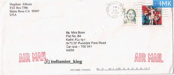 India 2000 Special Cover Commercially Used Air Mail Santa Rosa - Sitting Bull Stamp #SP6 - buy online Indian stamps philately - myindiamint.com