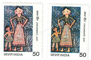 India 1983 Children'S Day Block Set Of 2 Color Variety Error #ER3 - buy online Indian stamps philately - myindiamint.com