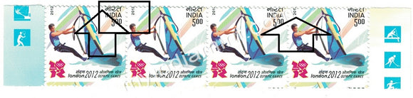 India 2012 London Olympics Surfing Strip Of 4 Error Perforation Shift Down #ER4 - buy online Indian stamps philately - myindiamint.com