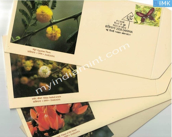 India 2008 Special Cover Dakiana Trees of Delhi - Chamrod, Acacia, Flame of Forest, Egyptian Thorn - Set of 4 #SP6 - buy online Indian stamps philately - myindiamint.com