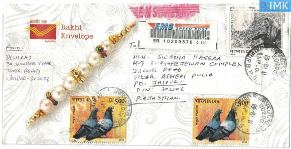 India 2007 Commercially Used Rakhi Cover Pigeon and Sparrow Single Stamp #SP10 - buy online Indian stamps philately - myindiamint.com