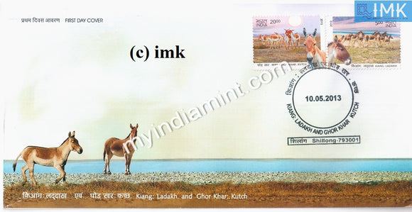 India 2013 Wild Donkeys Set of 2v Kiang Ladakh & Ghor Khar Kutch (FDC)