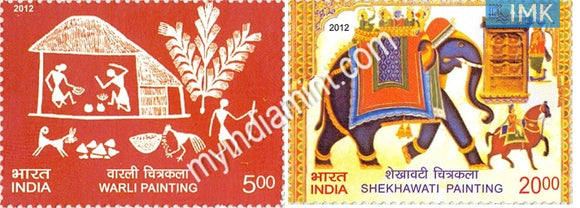 India 2012 Shekhawati & Warli Painting Set of 2v