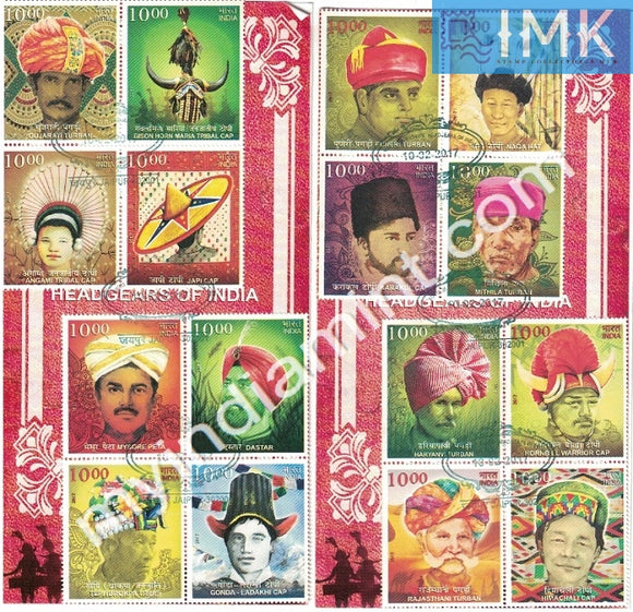 India 2017 Headgears of India Block of 4x4 (Setenant Brochure)