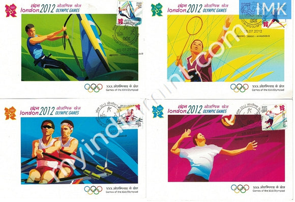 India 2012 Set of 4 Cancelled Max Cards London Olympics #M1