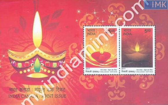 India 2017 India Canada Joint Issue Diwali Miniature Sheet MNH