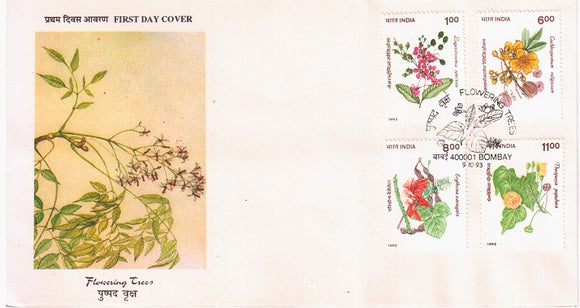 India 1993 Flowering Trees 4v set (Fdc)