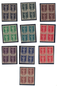 India Service Definitive stamps 1958 10v Complete set in Block of 4 MNH