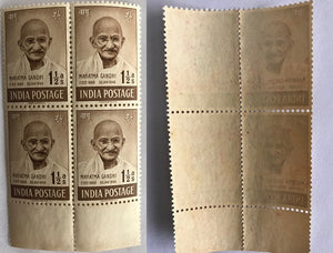 India 1948 Mahatma Gandhi 1.5a MNH Block (Indian Gum condition)