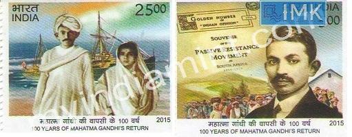 India 2015 MNH Mahatma Gandhi's 100 years of return 2v Set
