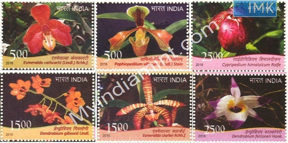 India 2016 MNH Orchids 6v Set
