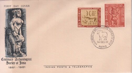 India 1961 Archaeological Survey 2v Set (Fdc)