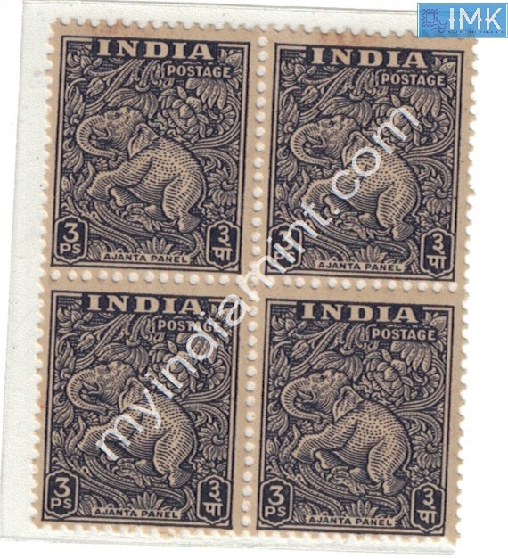 India MNH Definitive 1st Series 3Ps Elephant Ajanta Caves (Block B/L4)