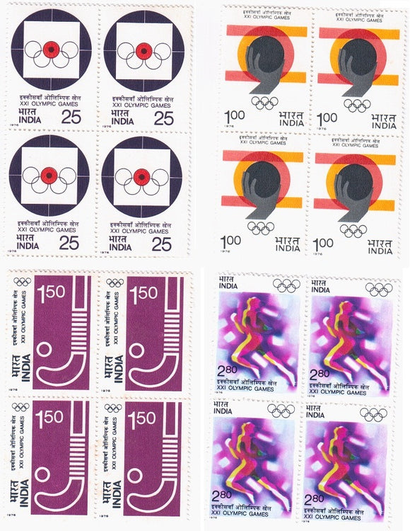 India 1976 Olympics Games XXI Montreal 4v Set (Block B/L 4)