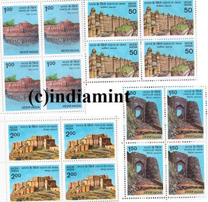 India 1984 Forts of India 4v Set (Block B/L 4)