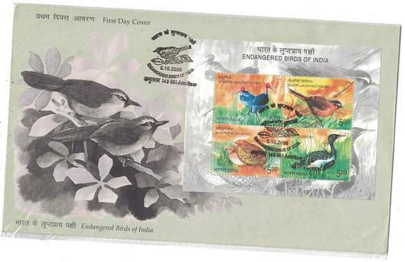India 2006 Endangered Birds (Miniature on FDC)