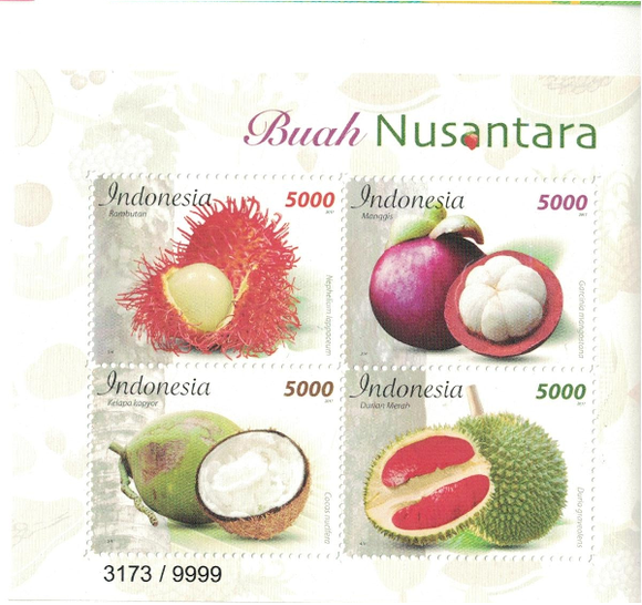 Indonesia 2017 Indonesian Fruits Ms Embossed on stamp
