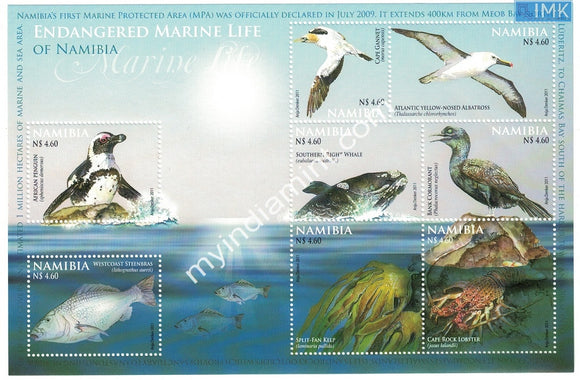 Namibia Birds & Marine Life Ms with 8 Stamps