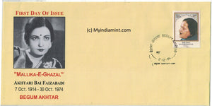 India 1994 Begum Akhtar Withdrawn Private FDC #SP8