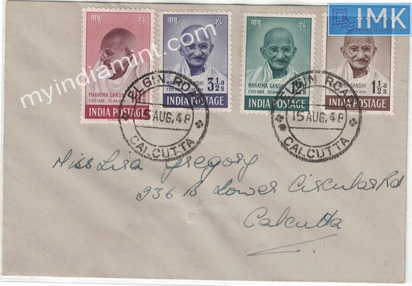 India 1948 Mahatma Gandhi 4v ELGIN Road Calcutta Cancelled FD Cover #F2