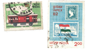 Indai 1982 Inpex 2v Set Used (Flag & railway theme)